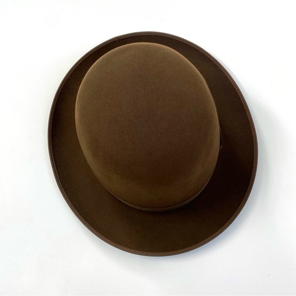 OPTIMO CHICAGO Dark Brown Bison brim hat fedora grosgrain ribbon detail - Picture 7 of 14